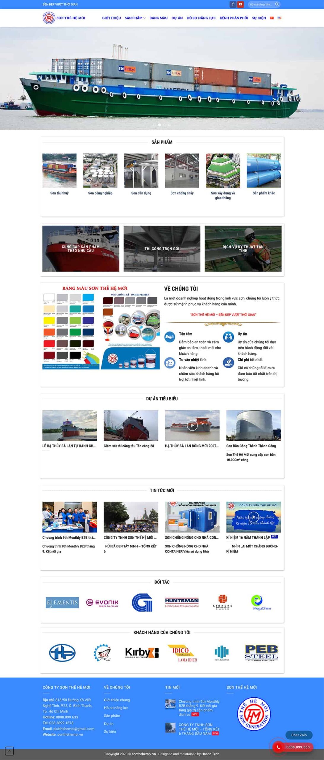 Giao diện website Sonthehemoi.vn