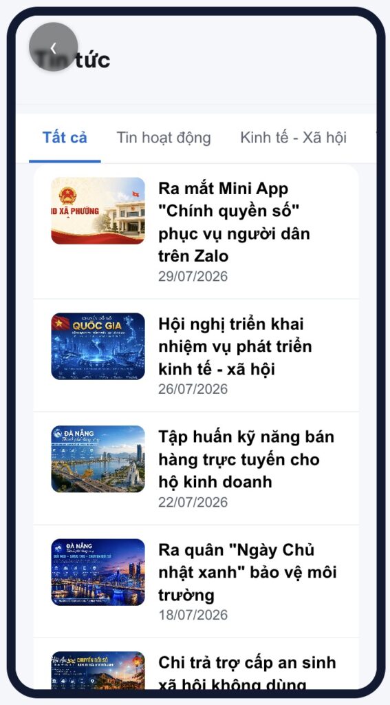 Danh mục tin tức Zalo Mini App