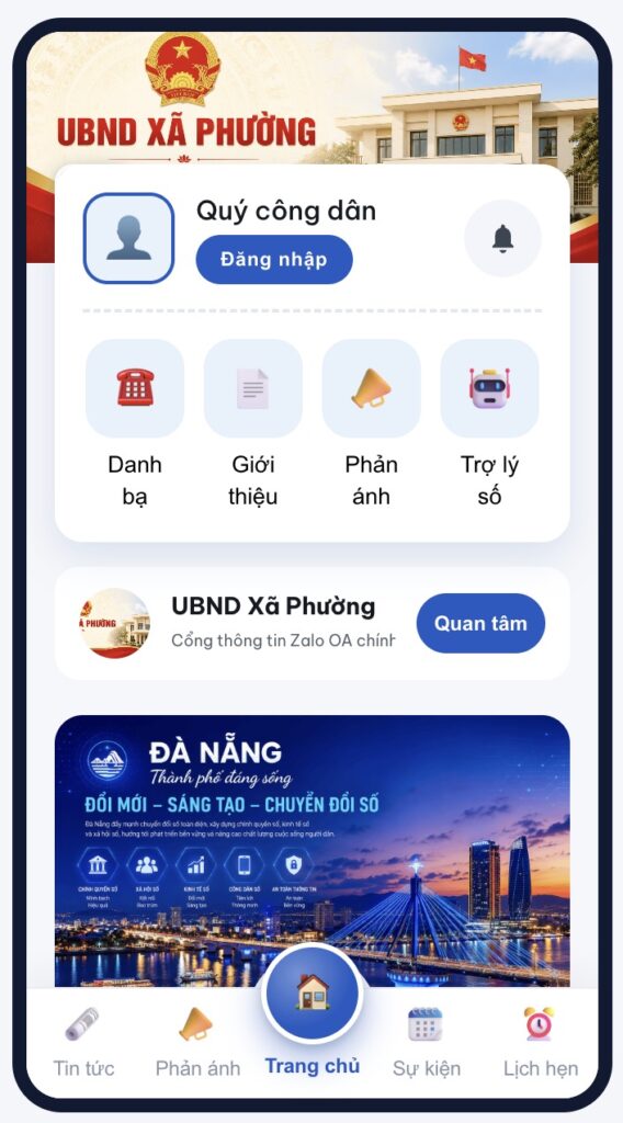 Zalo mini app UBND xã/phường