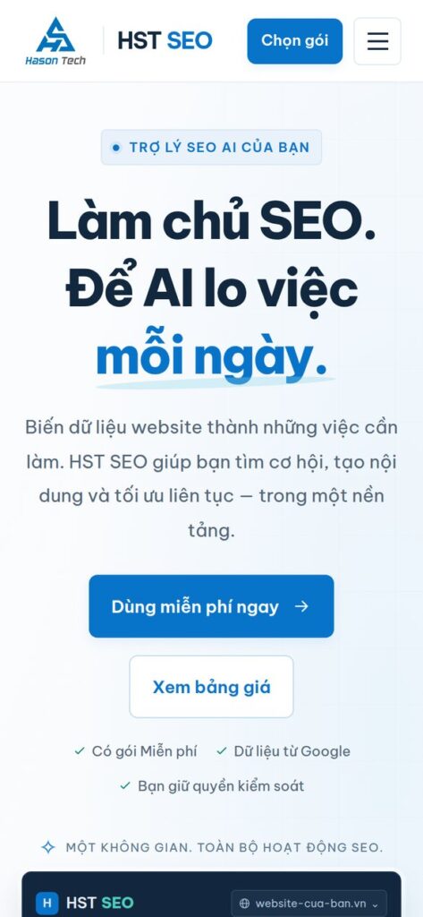 HST SEO - giao diện trên điện thoại