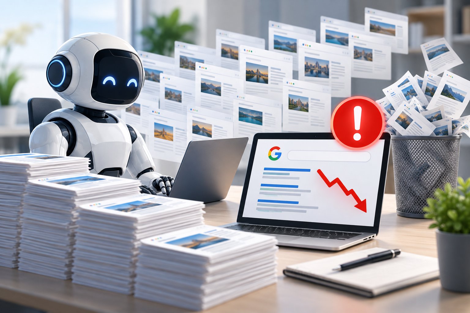 Ảnh minh hoạ: AI viết content có bị Google phạt không?